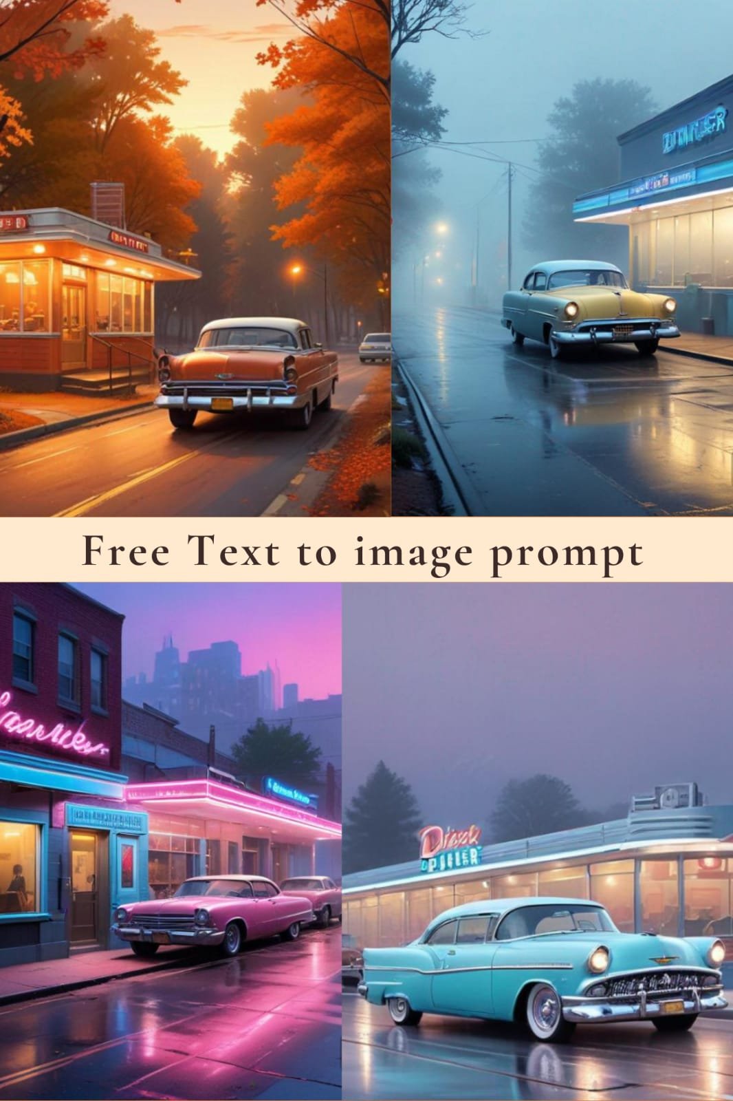 Free Ai Image Prompts 1950s car highly detailed text to image prompt